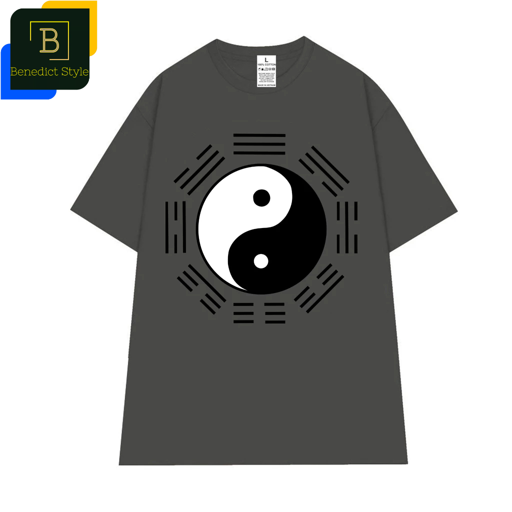 Cao cấp - Áo thun oversize in biểu tượng Thái cực triết lý Âm Dương Ngũ Hành Bát Quái phương Đông BND427