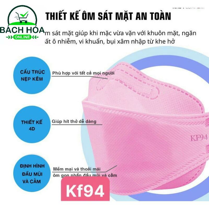 Thùng 100 cái khẩu trang kf94 hàng 4 lớp ko xù lông