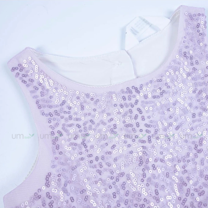 Đầm voan bé gái đính sequin 3-7 tuổi màu tím nhạt váy đầm bé gái xuất dư đầm tutu bé gái đầm công chúa bé gái