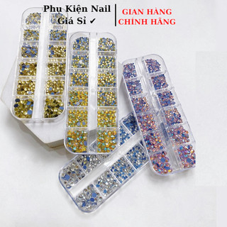 Khay đá nail chân lưới 14 khía đủ màu đính móng siêu sáng ANGELICA