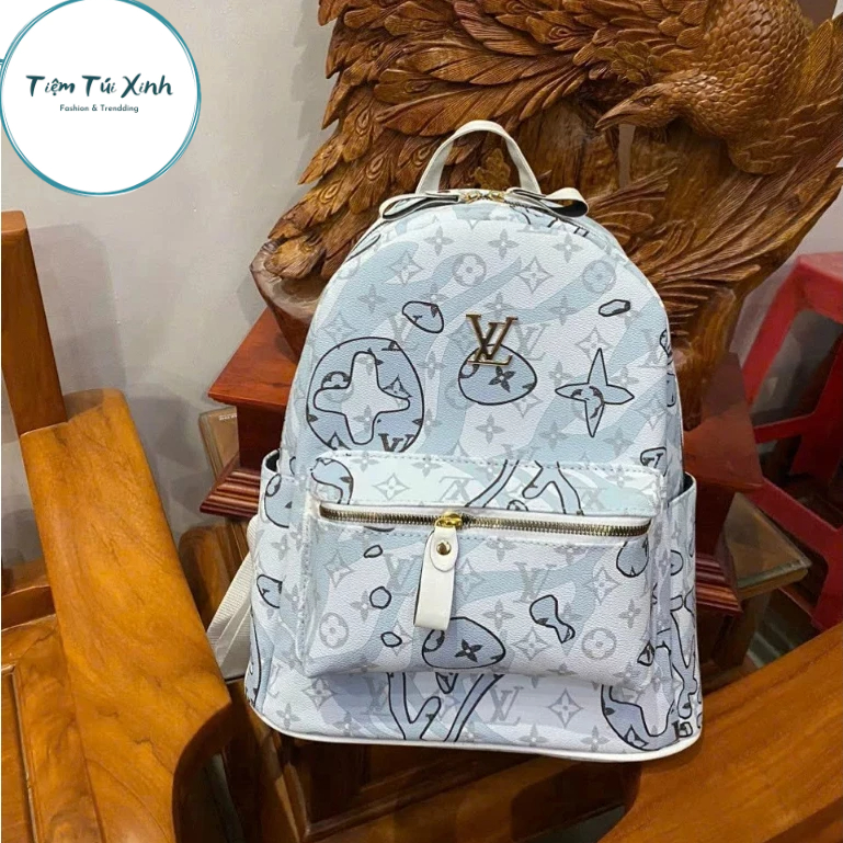 Balo Da LV Nam Nữ Size 40cm Họa Tiết Hoạt Hình N03