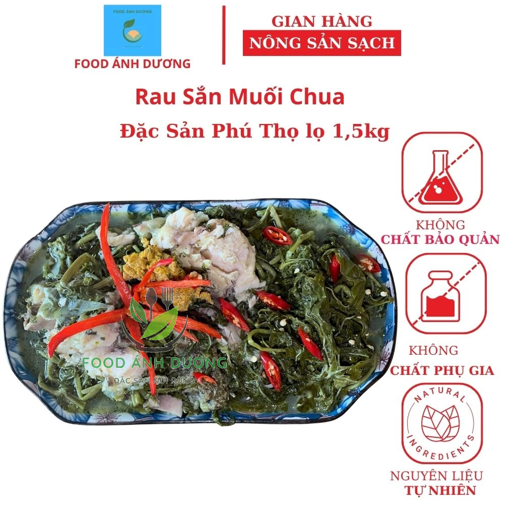Rau sắn muối chua đặc sản Phú Thọ chuẩn vị không chất bảo quản loại 1kg Food Ánh Dương RS-N2
