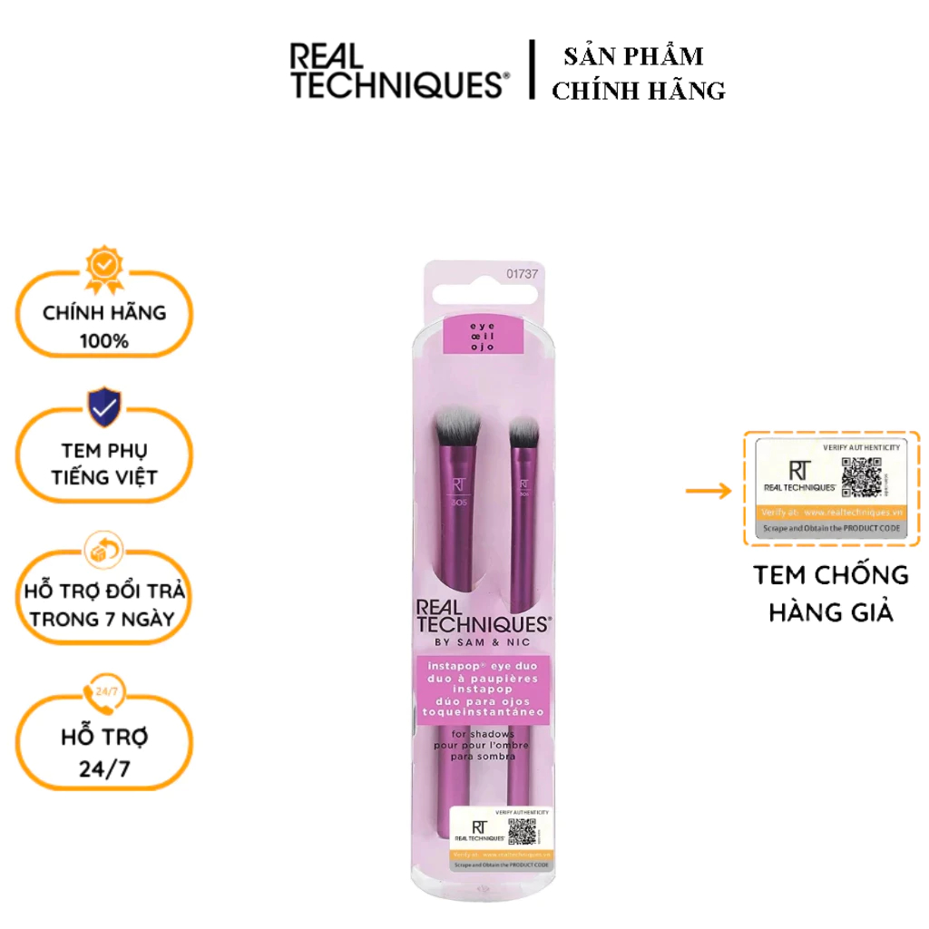 Bộ 2 Cọ Mắt REAL TECHNIQUES InstaPop Eye Brush Eyeshadow