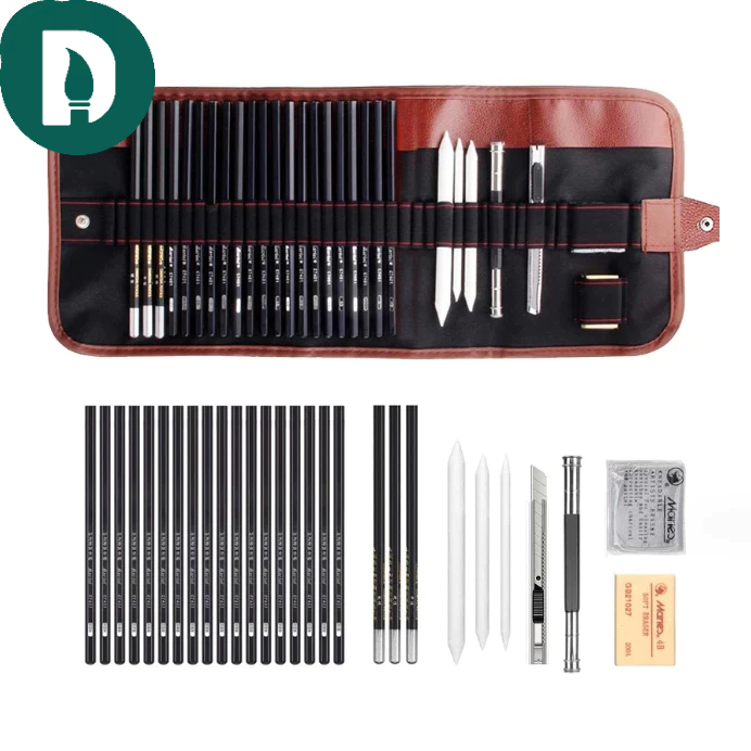 Bộ dụng cụ vẽ tranh chuyên nghiệp Maries đầy đủ 30 phụ kiện, vẽ phác thảo chân dung truyền thần, mỹ thuật - Họa Cụ DUTi