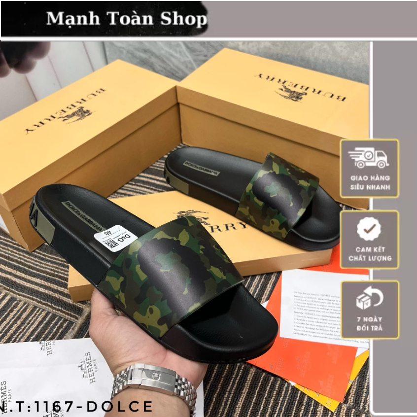 Dép Quai Ngang Nam Dol.ce Quai Dập Vân Chìm Đế Đúc - Dép Lê Nam Cao Cấp