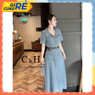 Đầm Jean maxi bò Xanh VY020 Tặng Kèm Đai chất Jean mềm dáng dài Đi dạo phố Đi chơi Cực Sang ảnh shop chụp thật