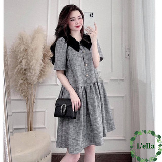 Váy Bầu Đầm Bầu Đầm Thiết Kế Cộc Tay cổ sen, chất vải dạ cao cấp mặc thoải mái mềm mát thoải mái