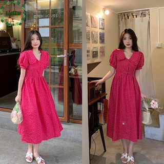 Váy babydoll kẻ hồng dáng dài siêu xinh váy bầu đầm bầu