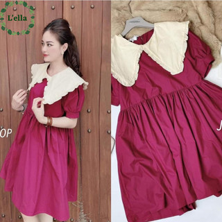 Váy bầu công sở thiết kế đầm bầu cổ sơ mi lụa tằm mềm mát đủ size