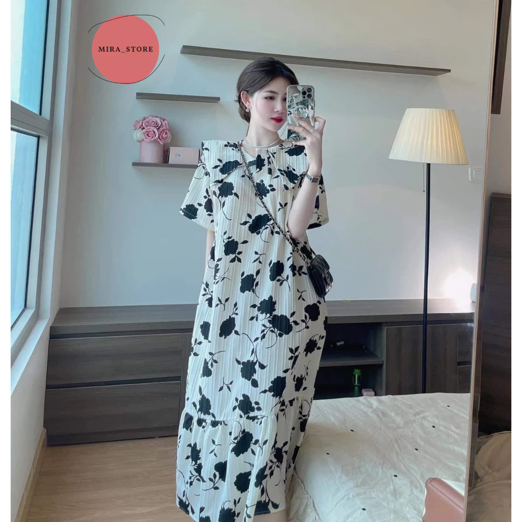 Đầm Bầu Hoa Hồng Váy Bầu Dáng Suông