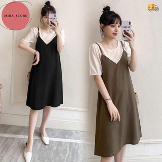Đầm bầu công sở váy bầu yếm liền thân dáng suông