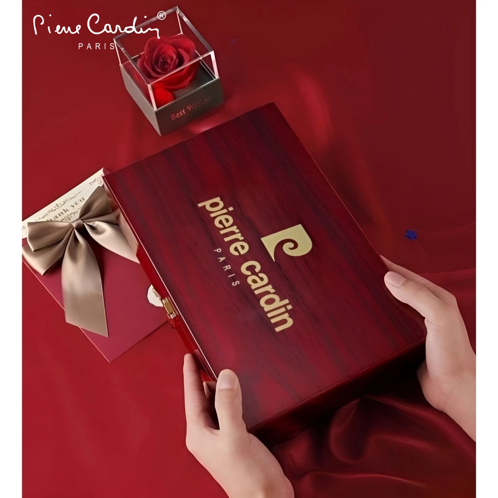 Thắt Lưng Nam Da Bò Thật 100% Cao Cấp Hàng Hiệu Pierre Cardin Dây Nịt Nam Cao Cấp PD124 Hộp Gỗ Làm Quà Tặng, Quà Biếu