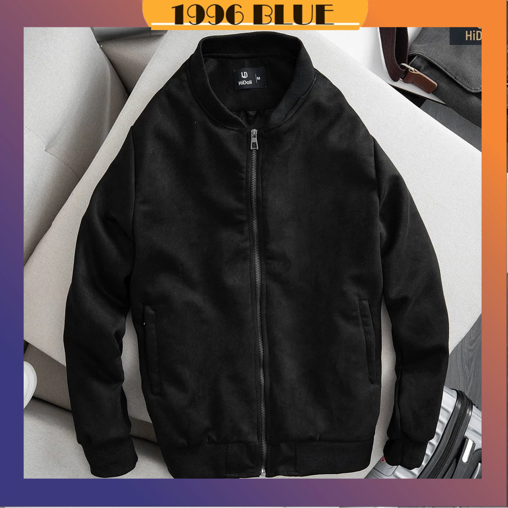 Áo bomber nam da lộn tay chun bomber ,áo khoác da lộn cao cấp 4 màu giữ nhiệt tốt - 1996BLUE