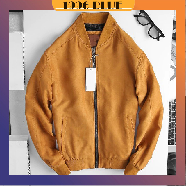 Áo bomber nam da lộn tay chun bomber ,áo khoác da lộn cao cấp 4 màu giữ nhiệt tốt - 1996BLUE