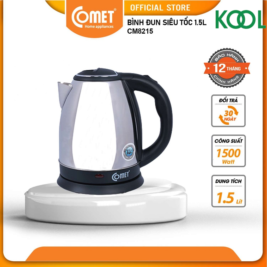 Bình Đun Siêu Tốc COMET CM8215 - 1.5L - Hàng Chính Hãng