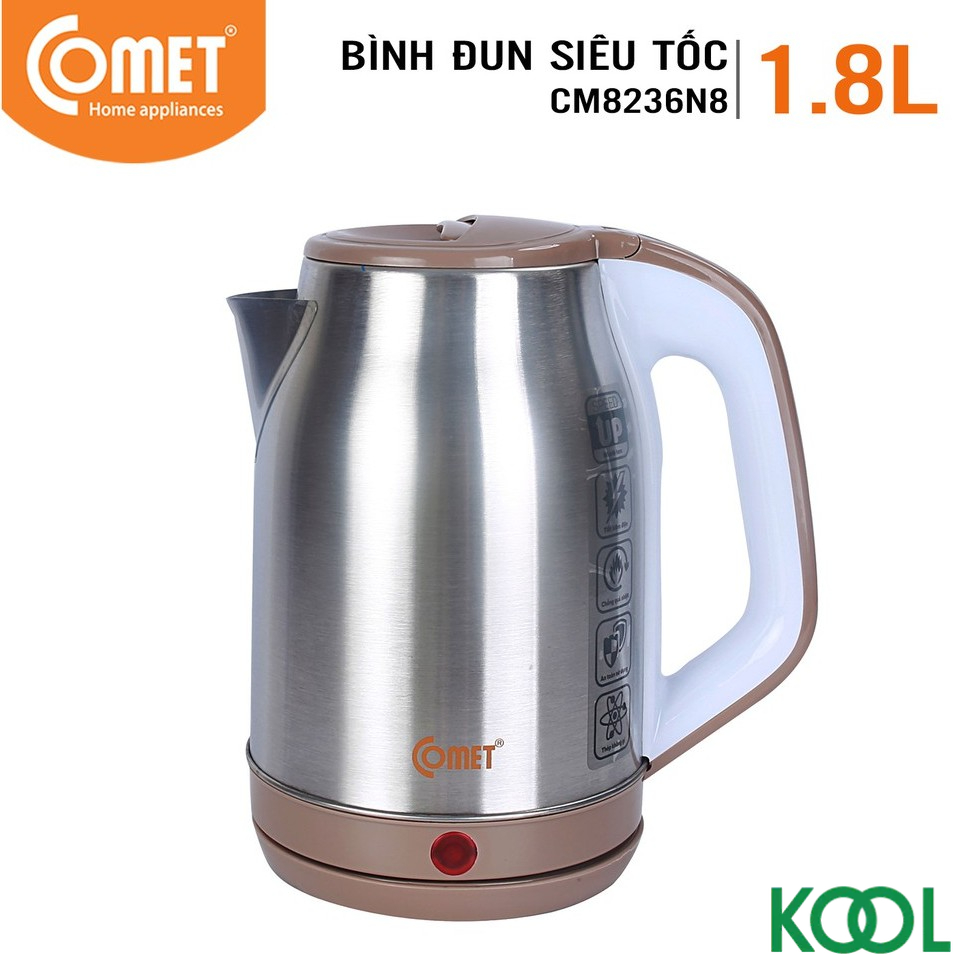 Bình đun siêu tốc inox 1.8L Comet CM8236N8