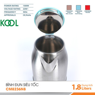 Bình đun siêu tốc inox 1.8L Comet CM8236N8