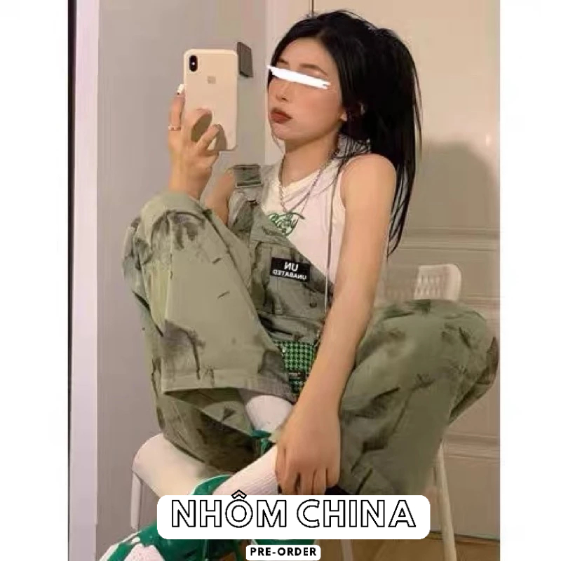 Quần yếm denim nhuộm màu theo phong cách thiết kế dành cho nữ dành cho nữ mùa hè 2023 phong cách cổ điển