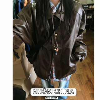 Áo khoác da dáng rộng và đa năng thời trang retro dành cho nữ mùa thu của hot girl thiết kế áo khoác bomber