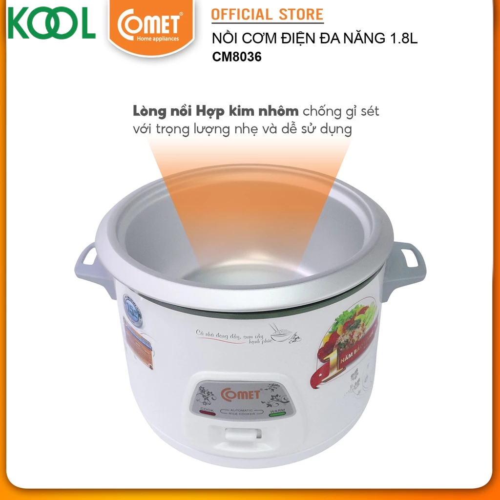 Nồi cơm điện nắp rời 1.8L Comet - CM8036