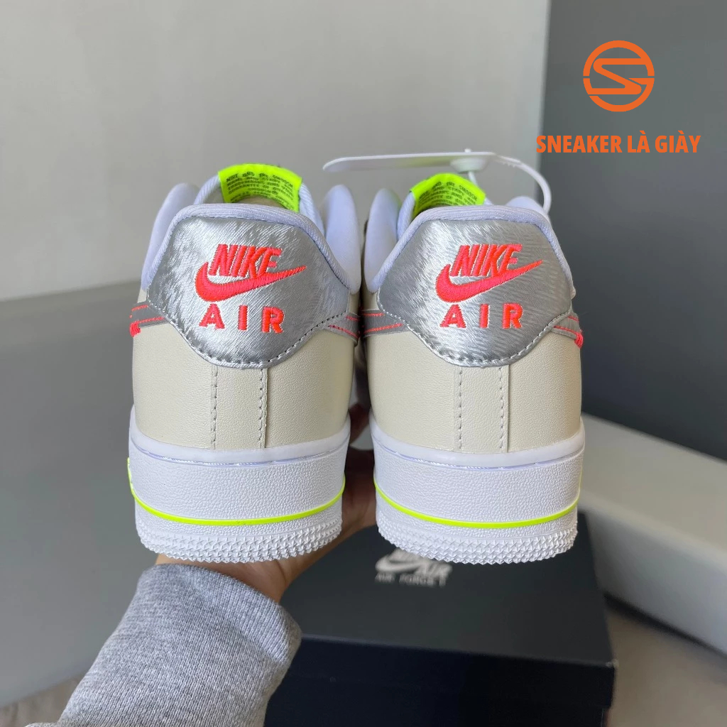 Giày Air Force 1 Low Just Do It White Tan Neon AF1 Just Stitch It FB1852-111 - BẢN CAO CẤP FULLBOX