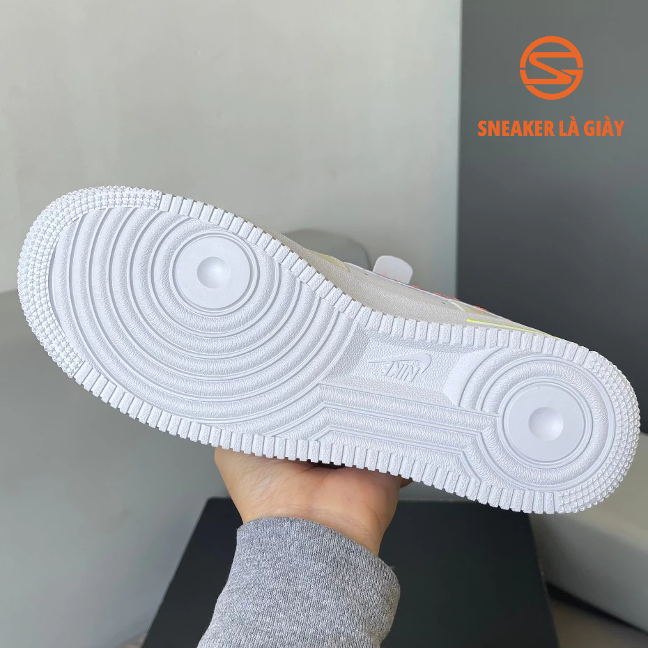 Giày Air Force 1 Low Just Do It White Tan Neon AF1 Just Stitch It FB1852-111 - BẢN CAO CẤP FULLBOX