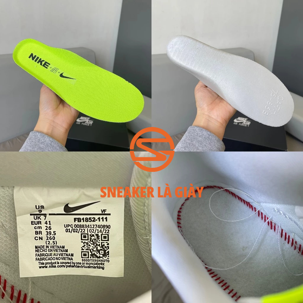 Giày Air Force 1 Low Just Do It White Tan Neon AF1 Just Stitch It FB1852-111 - BẢN CAO CẤP FULLBOX