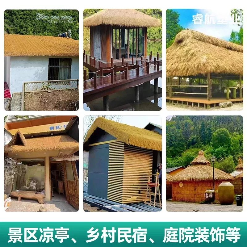 CUỘN 20m2 Cỏ Rơm Vàng Nhân Tạo chuyên lợp má nhà, trang trí cổng, chòi tranh màu vàng óng siêu đẹp