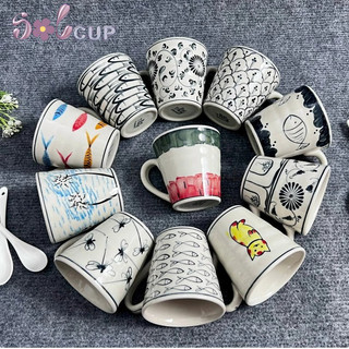 Cốc Sứ Uống Nước Có Quai - Vẽ Tay Thủ Công - Gốm Sứ Bát Tràng Solcup
