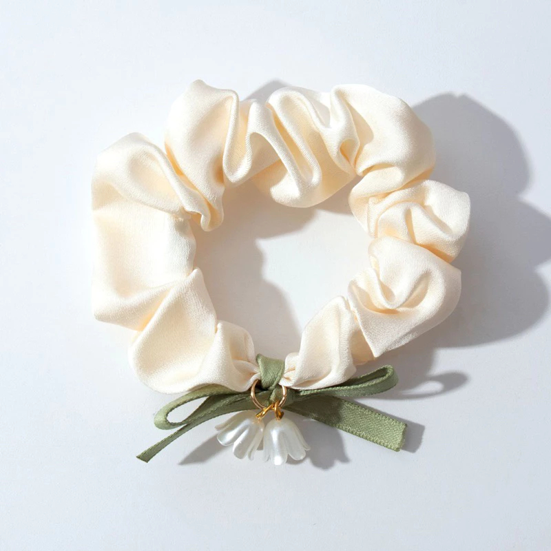 Scrunchies dây cột tóc hoa chuông đính nơ dành cho nữ