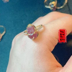 Nhẫn tỳ hưu thiên lộc đá TA dâu hồng bọc Vàng10k ☯Mệnh Hoả, Thổ ☯ Hộ Thân, Bình An, Tài Lộc, May Mắn, Sức Khoẻ