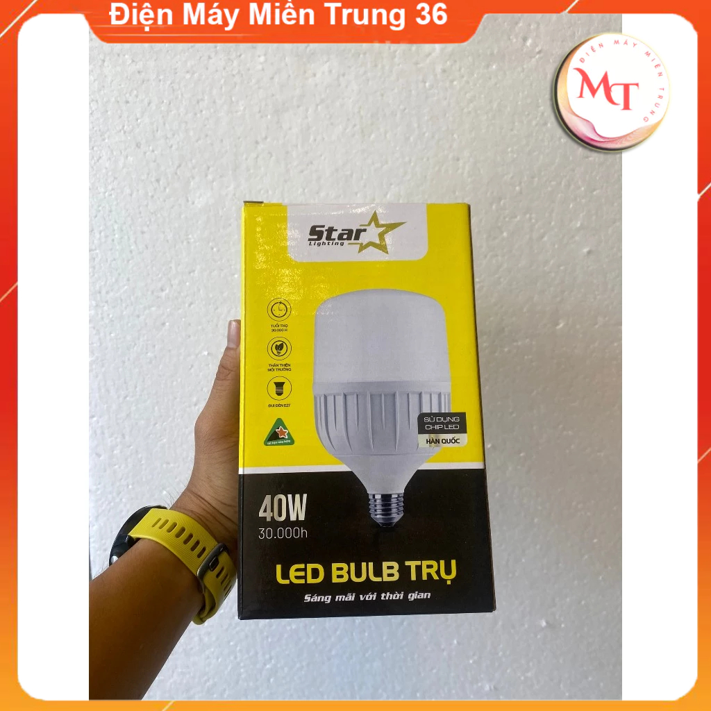 Bóng đèn LED 50w 40w 30w 20w 15w 10w 5w siêu sáng tiết kiệm điện, LED BULB trụ chống nước “Điện Máy Miền Trung 36