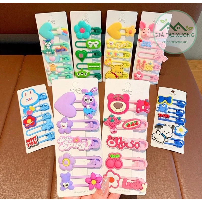 Sét kẹp tóc 5 chi tiết dễ thương cho bé