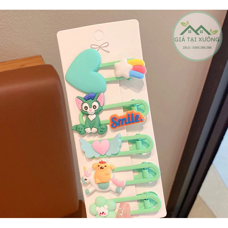 Sét kẹp tóc 5 chi tiết dễ thương cho bé