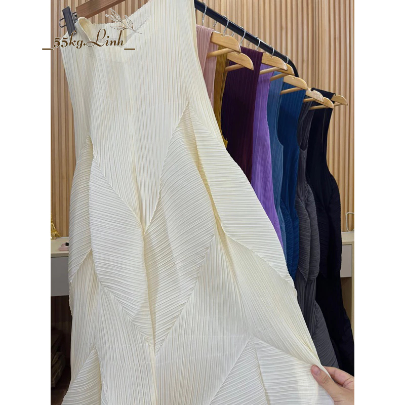 Đầm dài dáng quả bí, chất vải thun lò xo dập ly cao cấp, thiết kế lạ mắt, sang trọng - 55Kg.Linh