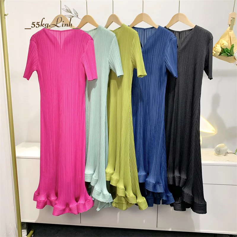 Đầm dáng đuôi cá dài chất vải thun lò xo cao cấp, Váy thiết kế tay ngắn thanh lịch, tôn dáng, dễ mặc - 55Kg.Linh