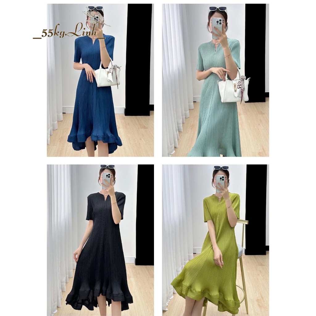 Đầm dáng đuôi cá dài chất vải thun lò xo cao cấp, Váy thiết kế tay ngắn thanh lịch, tôn dáng, dễ mặc - 55Kg.Linh