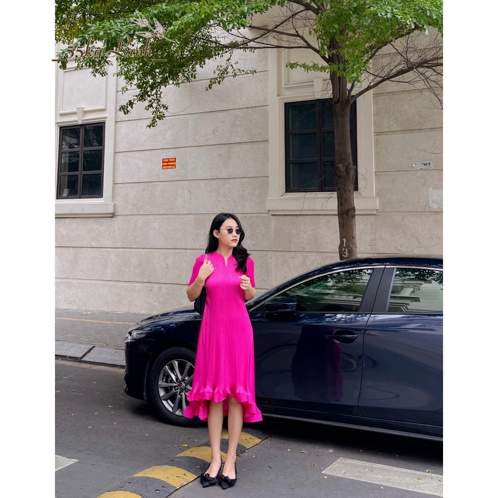 Đầm dáng đuôi cá dài chất vải thun lò xo cao cấp, Váy thiết kế tay ngắn thanh lịch, tôn dáng, dễ mặc - 55Kg.Linh