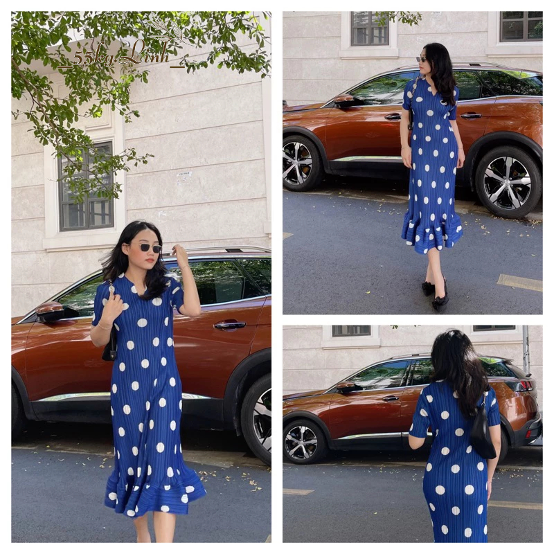 Đầm dáng đuôi cá dài chất vải thun lò xo cao cấp, Váy thiết kế tay ngắn thanh lịch, tôn dáng, dễ mặc - 55Kg.Linh