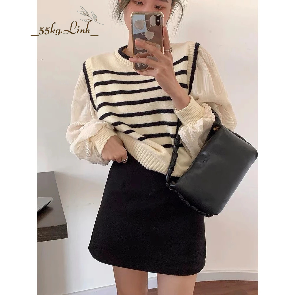 Áo thun len cổ tròn, chất vải dệt len Mongtogi mềm mịn với độ co giãn tốt, Freesize dưới 70kg mặc vừa - 55Kg.Linh
