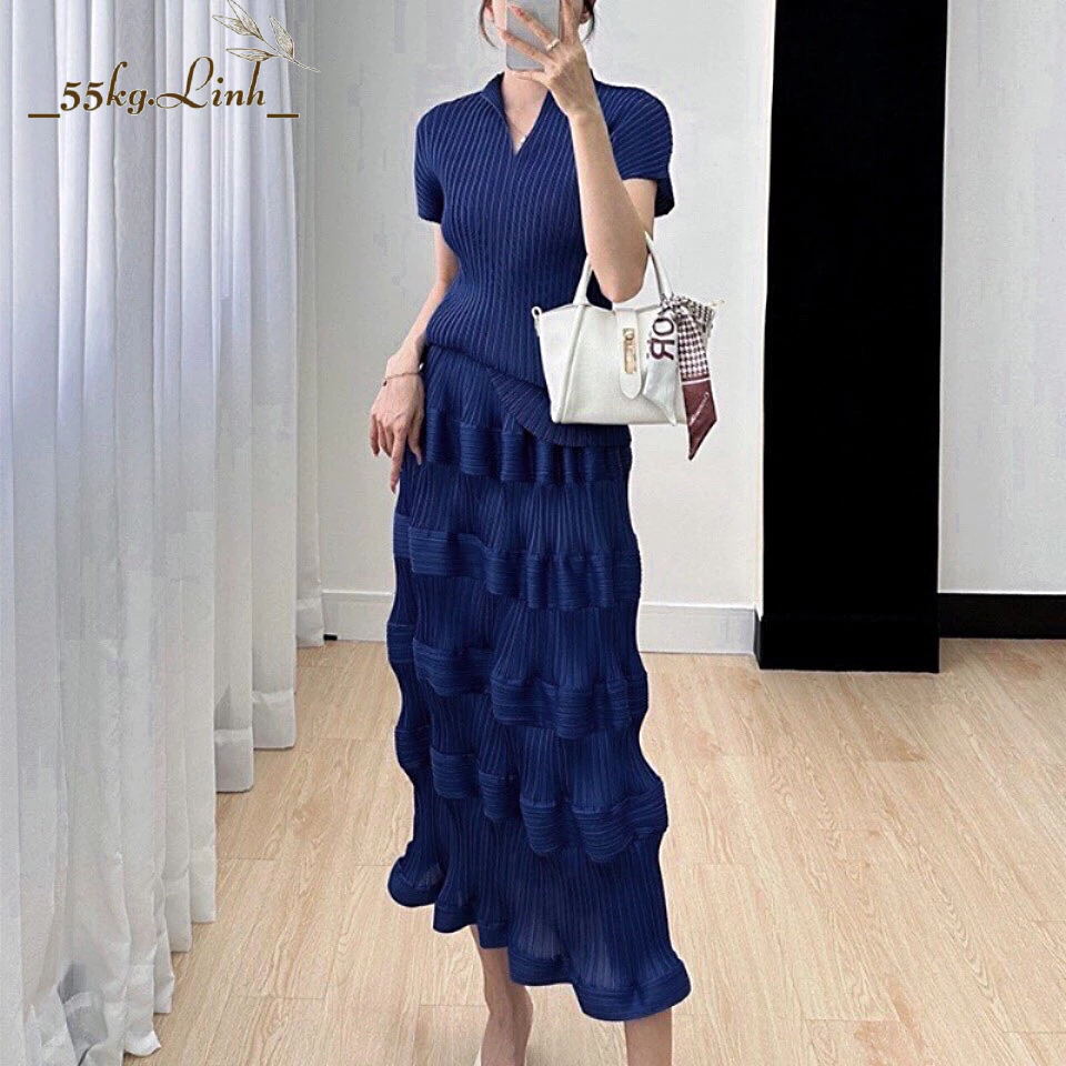 Set Áo Váy chất vải thun Lò xo cao cấp, Bộ Áo và Chân váy tôn dáng, tiện lợi, min mát co giãn nhiều - 55Kg.Linh