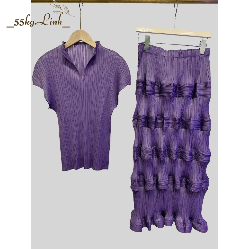 Set Áo Váy chất vải thun Lò xo cao cấp, Bộ Áo và Chân váy tôn dáng, tiện lợi, min mát co giãn nhiều - 55Kg.Linh