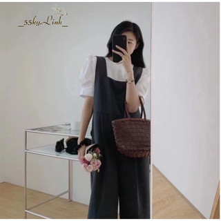 HÀNG SẴN - Quần yếm dài cho nữ , quần yếm oversize phonng cách - 55Kg.Linh