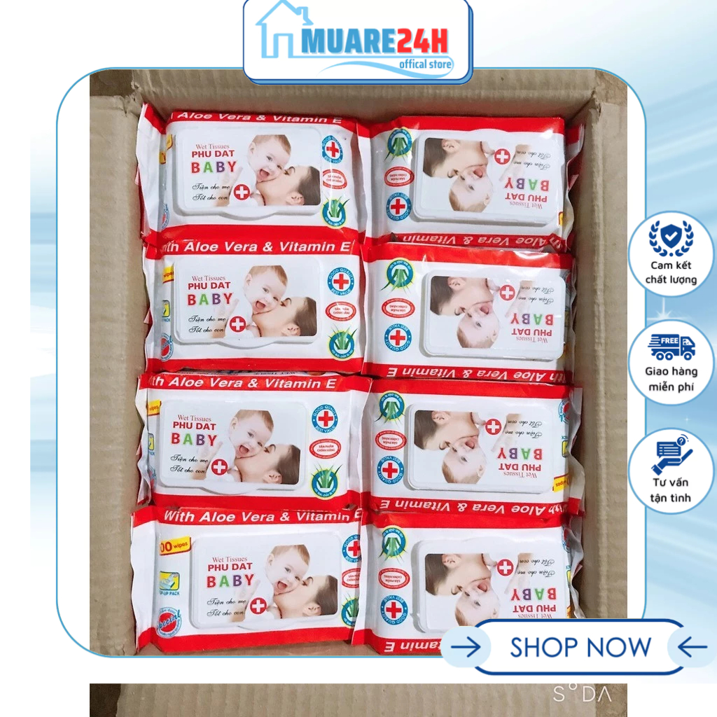 KHĂN GIẤY ƯỚT PHÚ ĐẠT GÓI 100 TỜ