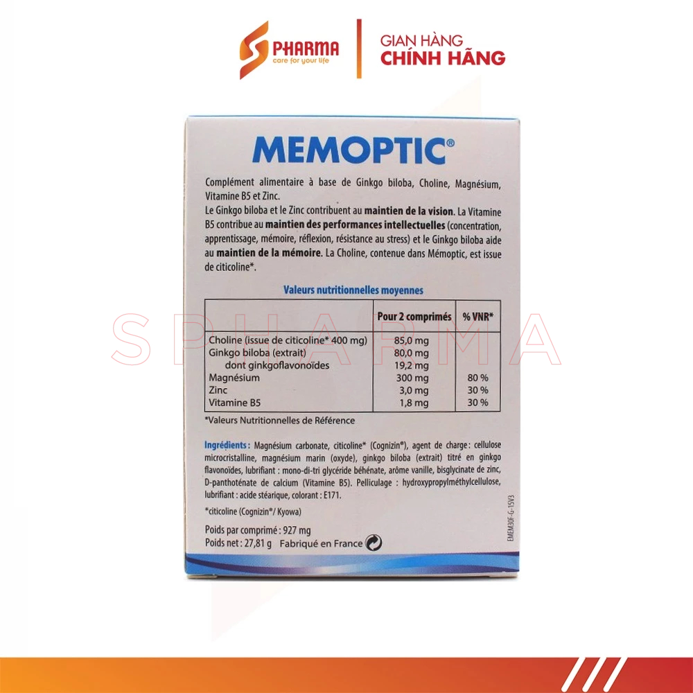 Viên Uống Bổ Não, Bổ Mắt Cao Cấp MEMOPTIC  - DENSMORE
