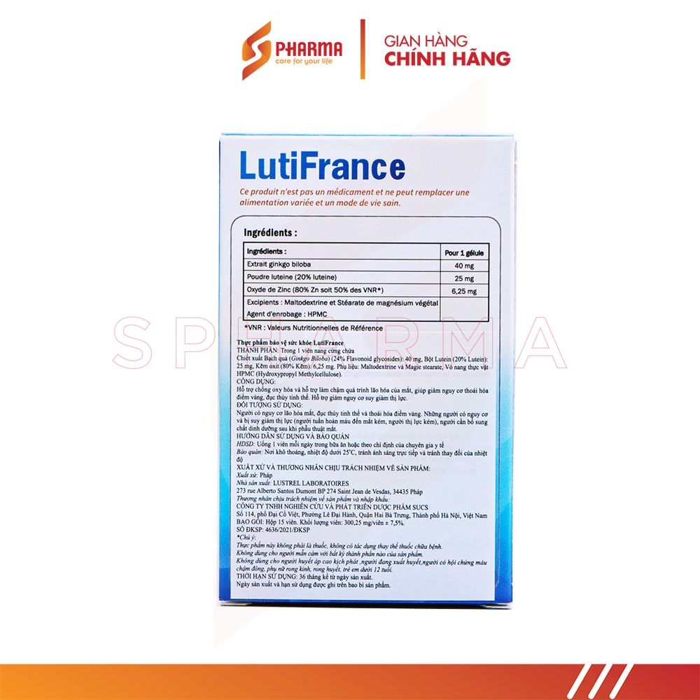 Viên uống bổ Mắt LutinFrance - Pháp - Ginkgo Biloba I Bột Lutin I Kẽm Oxit