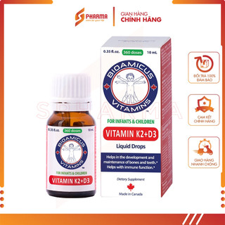 BIOAMICUS Vitamin K2+D3 MK7 - Bổ sung Vitamin, phát triển chiều cao, chống còi xương - Canada [Lọ 10ml]
