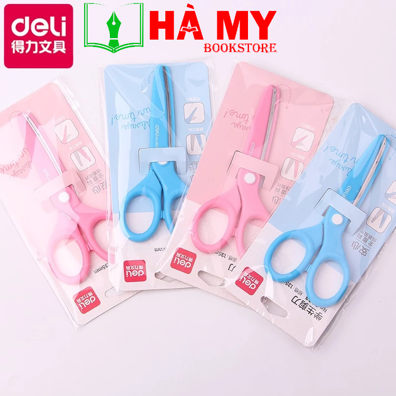 Kéo Học Sinh 135mm Deli 6023 - Màu Xanh Và Màu Hồng