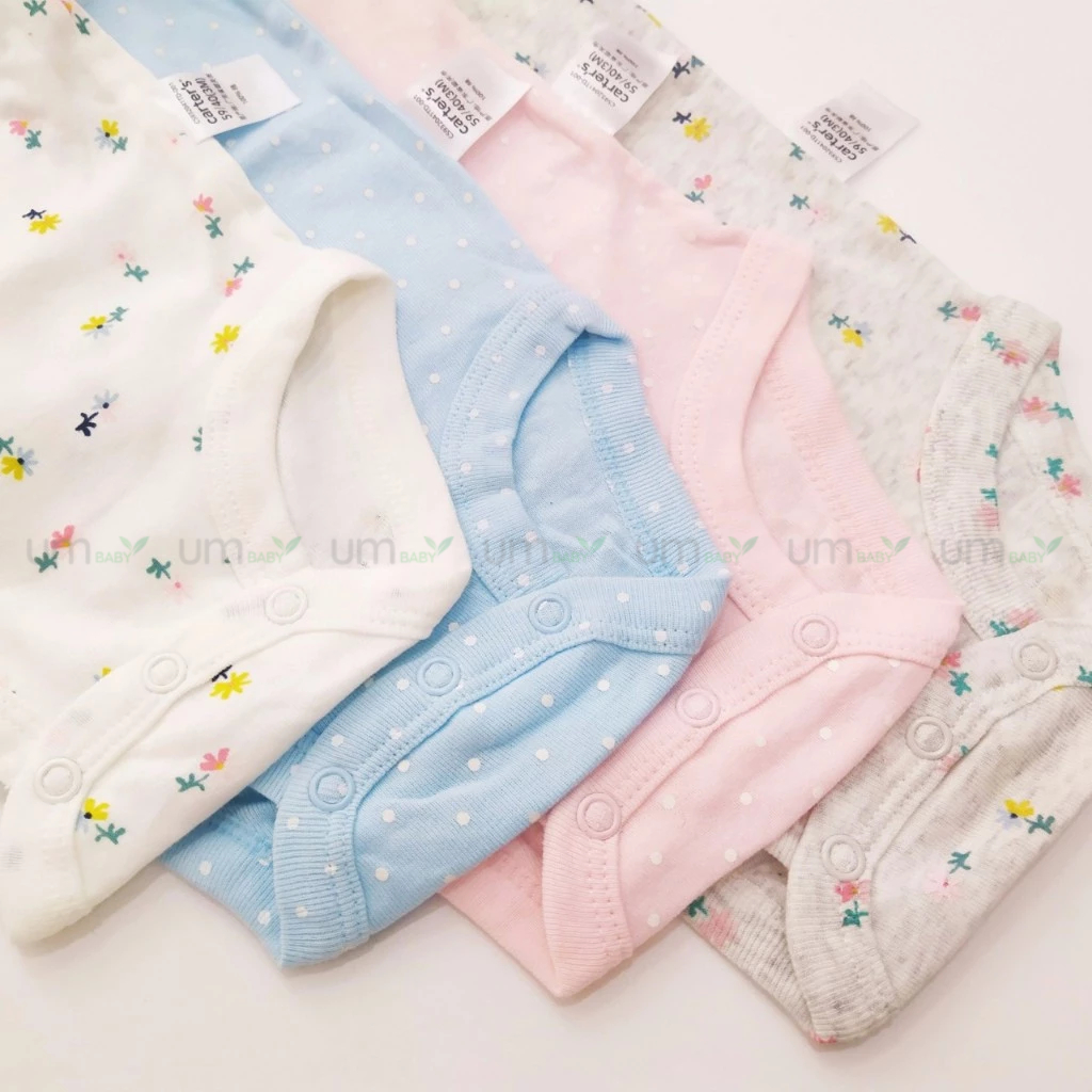 Set 4 cái bodysuit cho bé gái dài tay Carter's 3-24 tháng body chip cho bé áo liền quần body cho bé sơ sinh xuất dư