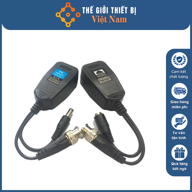 Video Balum Kèm Nguồn Kết Nối Lan RJ45 - Balum Poe Có Đèn Báo Chống Nhiễu, Chống Sét Cho Camera